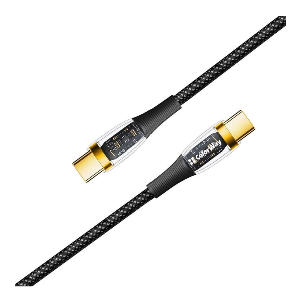 Купить Кабель ColorWay USB-C - USB-C 100W 5А 1.2m Black (CW-CBPDCC053-BK) - фото 2