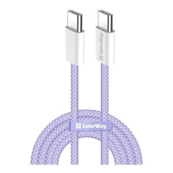 Купить Кабель ColorWay USB-C - USB-C 60W 3А 1m Purple (CW-CBPDCC061-PU) - фото 1