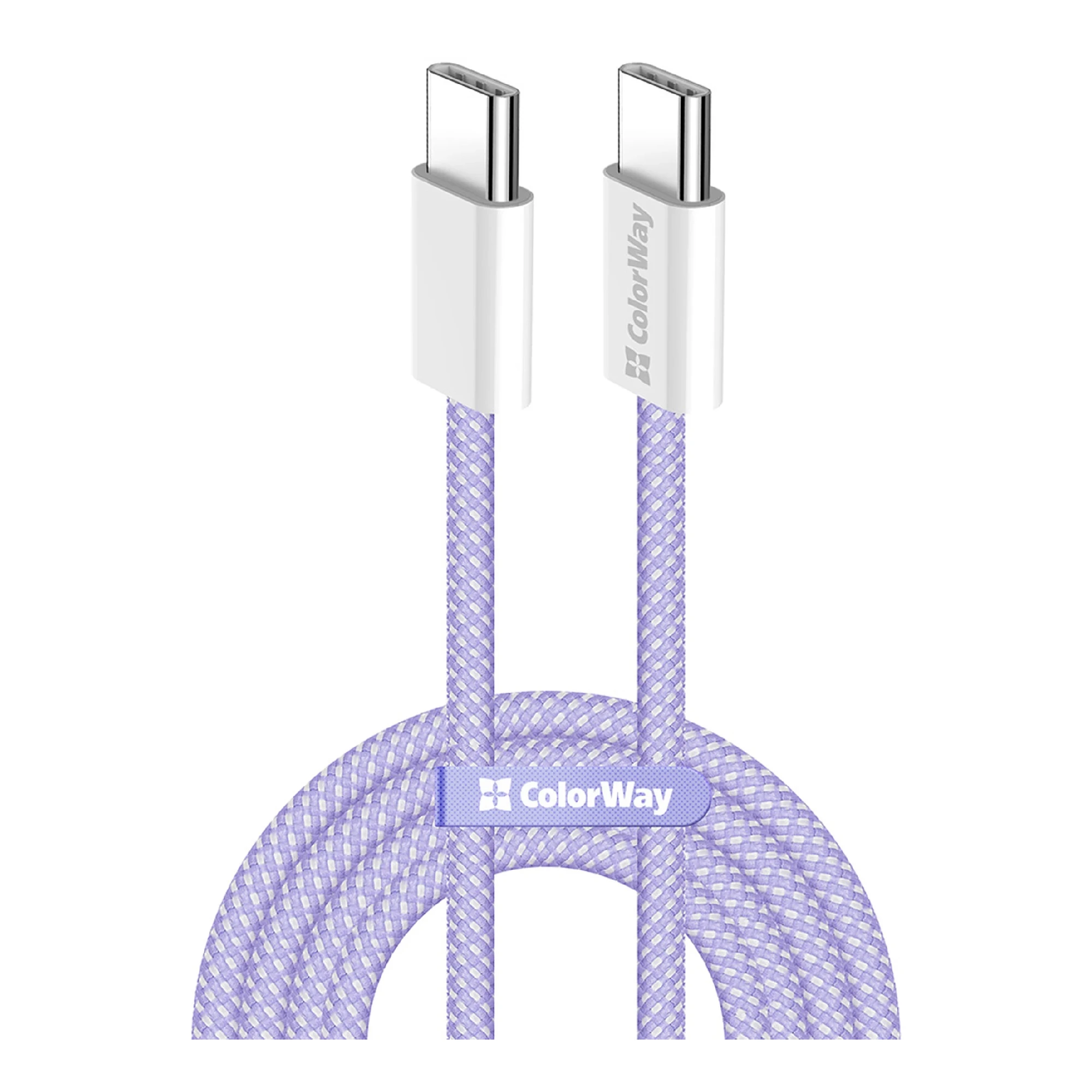 Купити Кабель ColorWay USB-C - USB-C 60W 3А 1m Purple (CW-CBPDCC061-PU) - фото 1