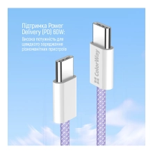 Купити Кабель ColorWay USB-C - USB-C 60W 3А 1m Purple (CW-CBPDCC061-PU) - фото 4