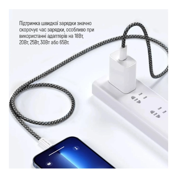 Купити Кабель ColorWay USB-C - USB-C 60W 3А 2m Black (CW-CBPDCC068-BK) - фото 10