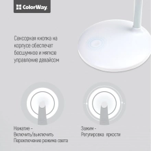Купить Настольная лампа ColorWay со встроенным аккумулятором White (CW-DL02B-W) - фото 9