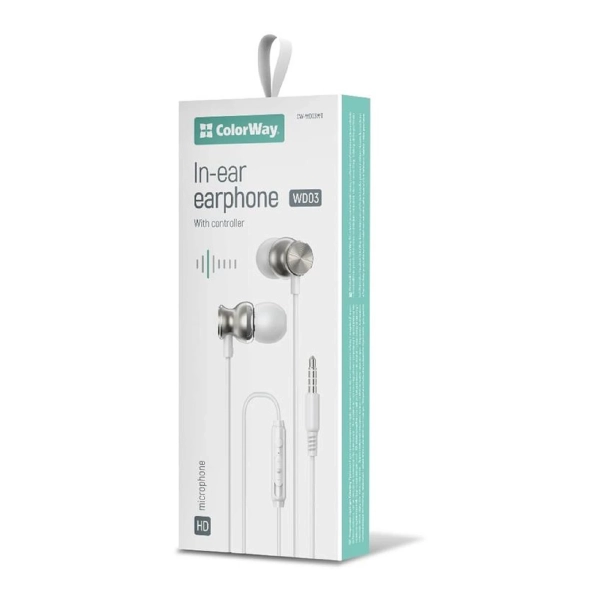 Купити Навушники ColorWay 3.5mm Wired Earphone UrbanBeat White (CW-WD03WT) - фото 2