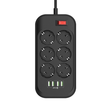 Купить Сетевой фильтр ColorWay CW-CHE64B 2 м, 6 розеток/4 USB - фото 1