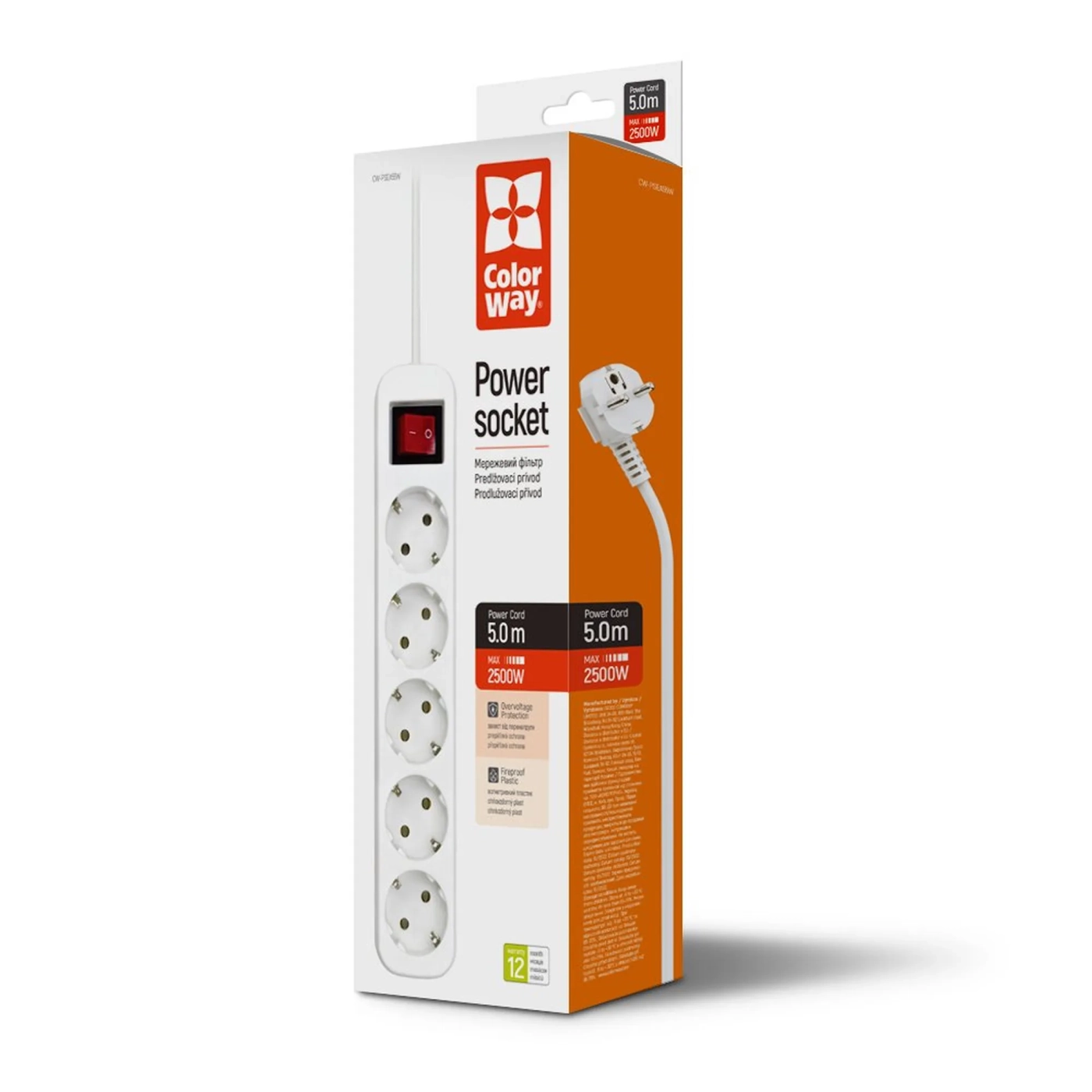 Купити Мережевий фільтр ColorWay CW-PSEA55W 5 м, 5 розеток - фото 8