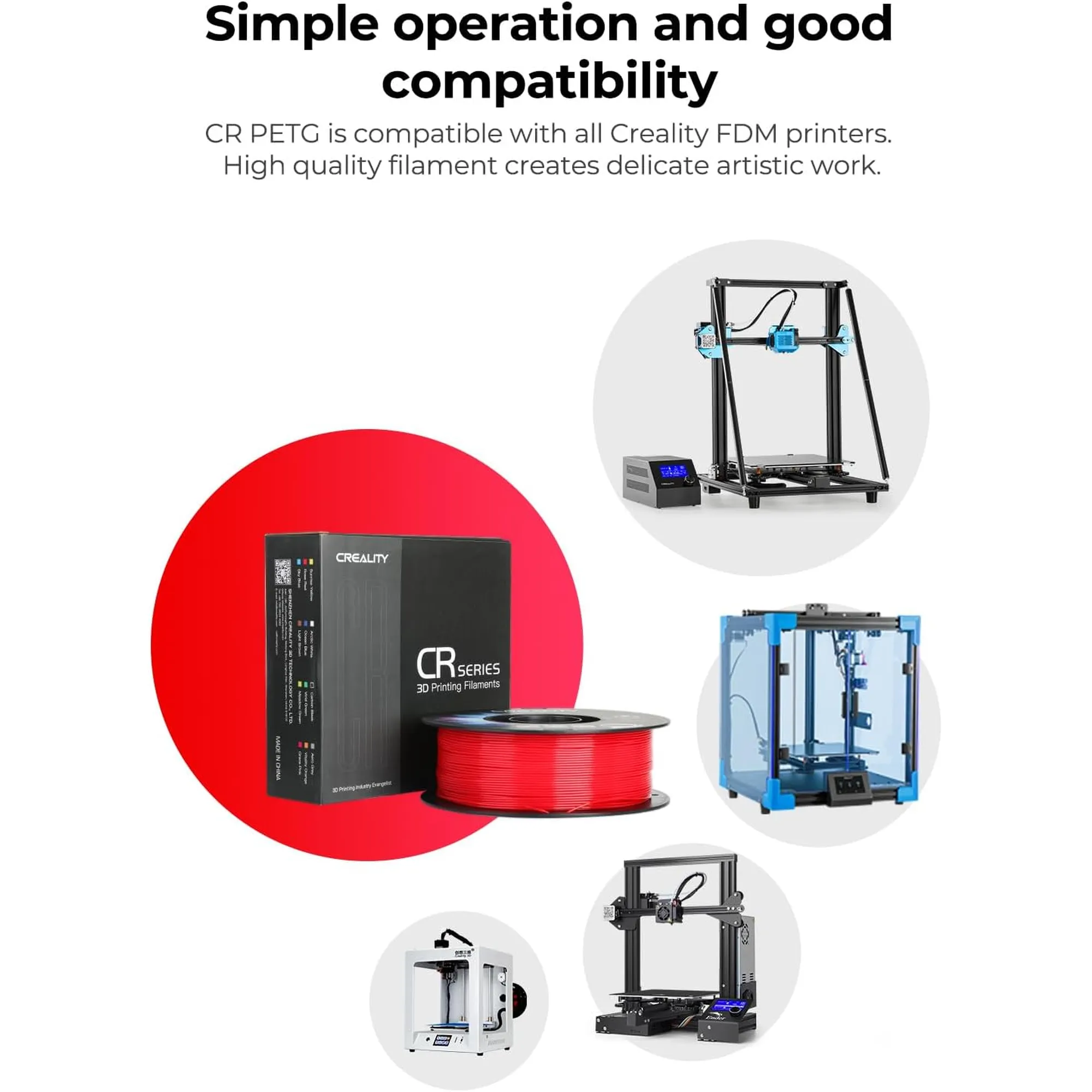 Купити PETG Filament (пластик) для 3D принтера CREALITY 2x1кг, 1.75мм, чорний (3301030081) - фото 4