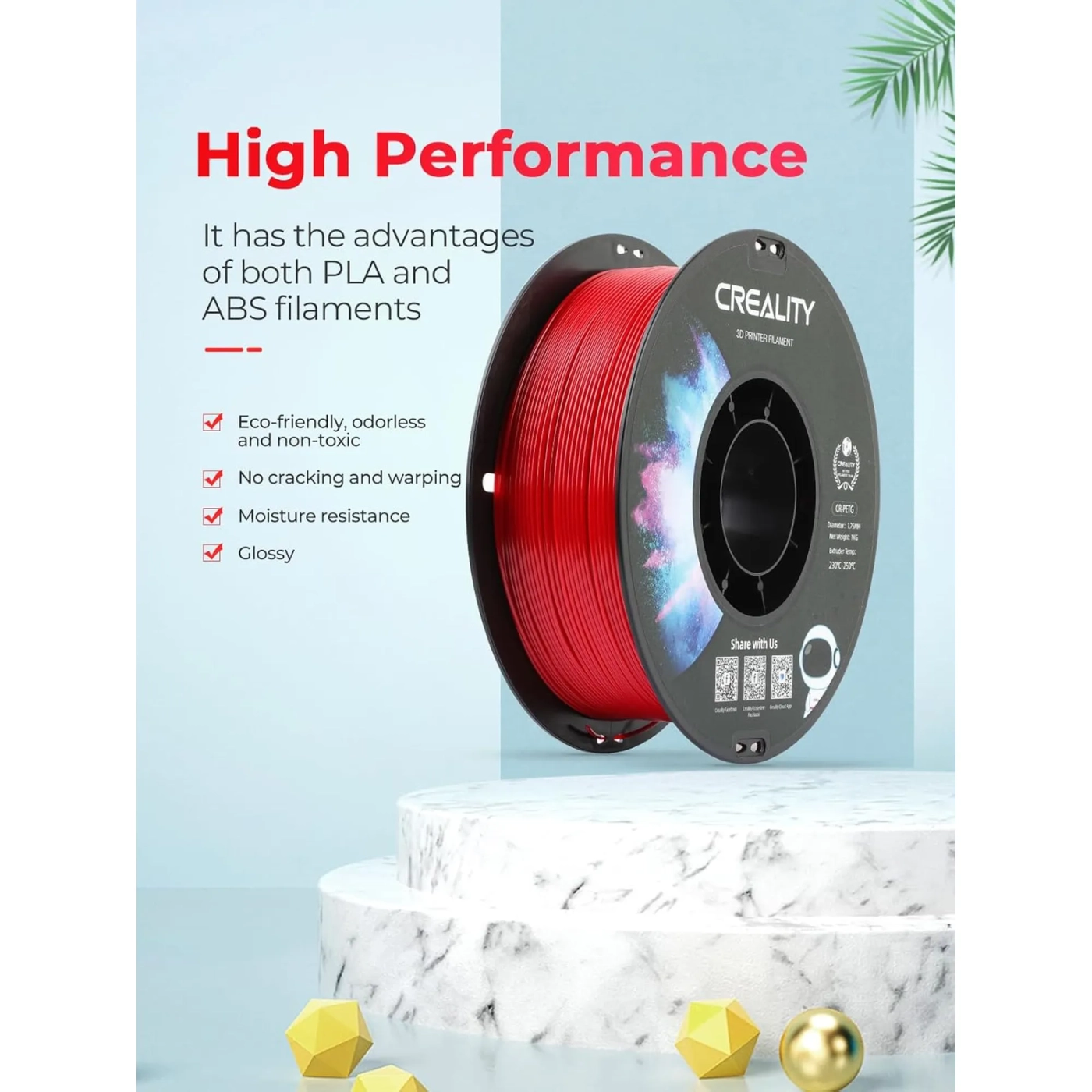 Купити PETG Filament (пластик) для 3D принтера CREALITY 2x1кг, 1.75мм, чорний/сірий (3301030086) - фото 2