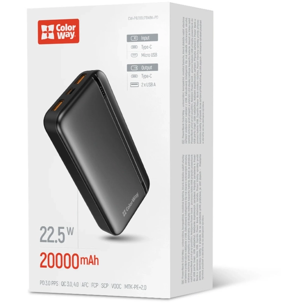 Купити Павербанк УМБ ColorWay 20000mAh 22.5W (CW-PB200LPB4BK-PD) - фото 6