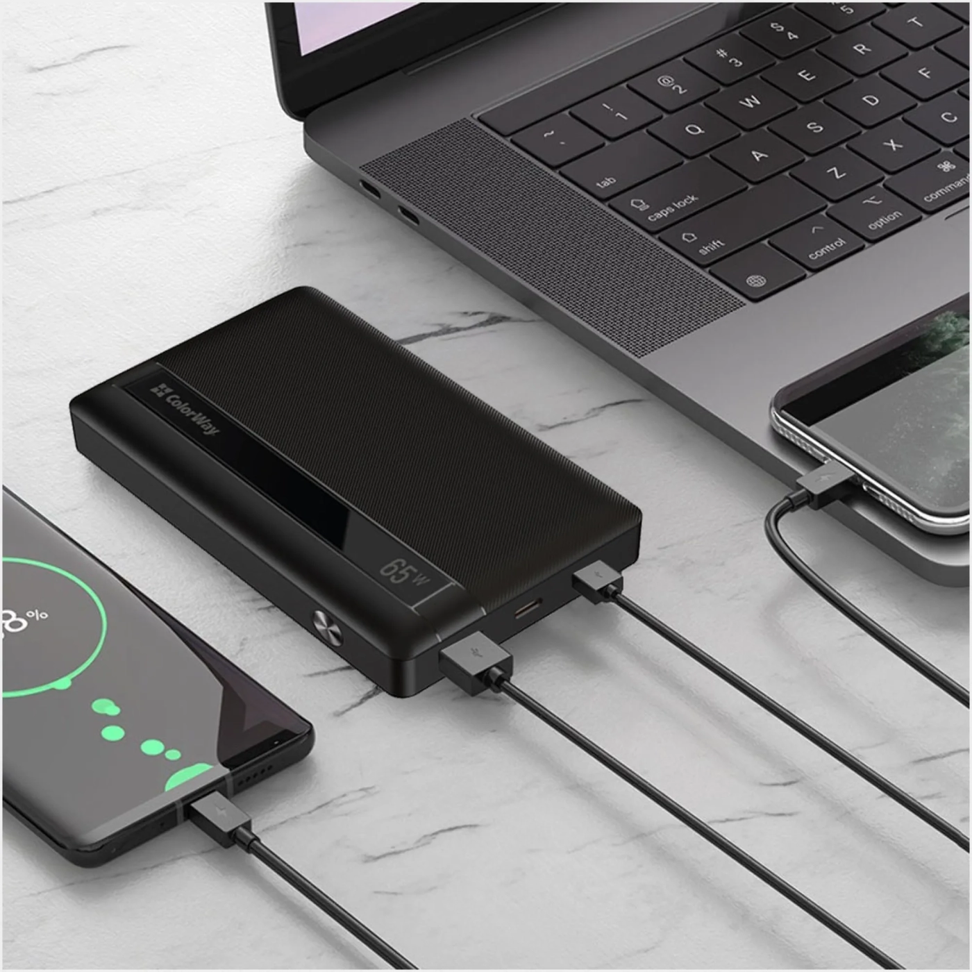 Купить Павербанк УМБ ColorWay 20000mAh 65W (CW-PB200LPA3BK-PDD) - фото 8
