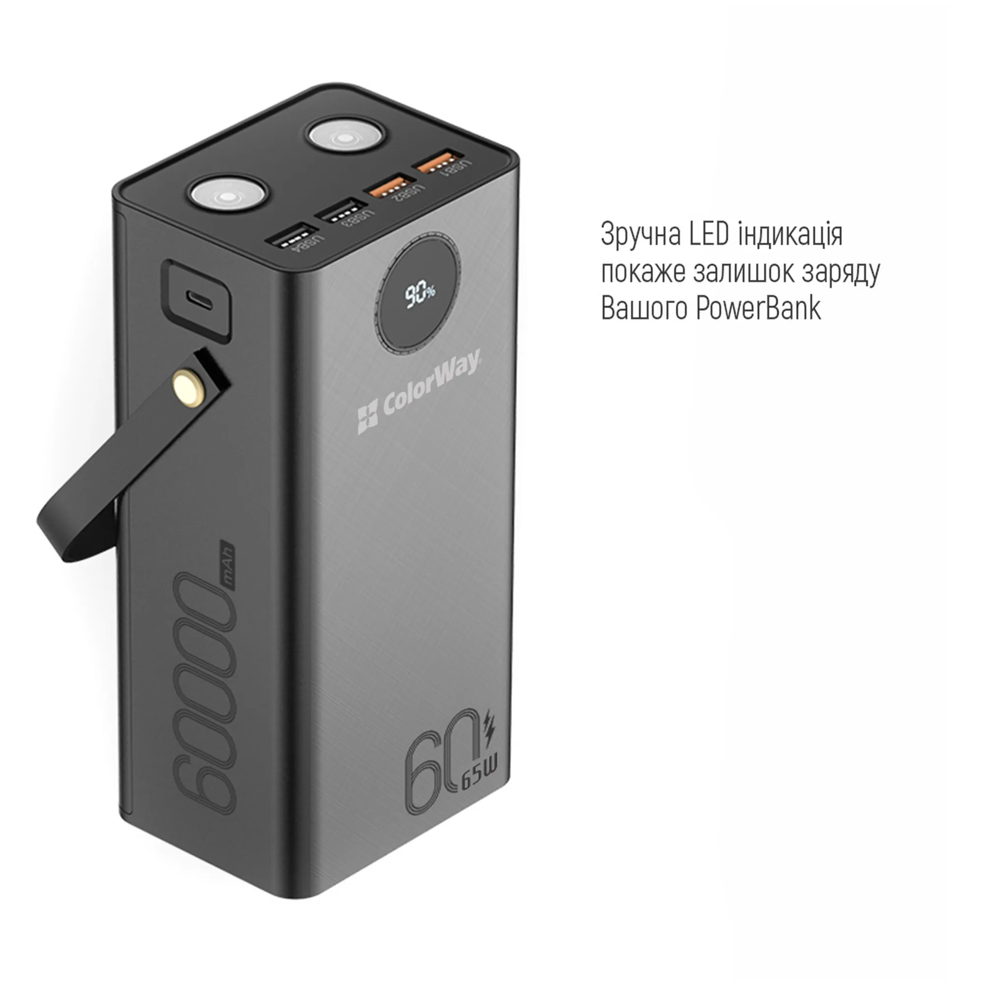 Купити Павербанк УМБ ColorWay 60000mAh 65W (CW-PB600LPA5BK-PDD) - фото 4