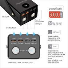 Купити Павербанк УМБ ColorWay 60000mAh 65W (CW-PB600LPA5BK-PDD) - фото 5