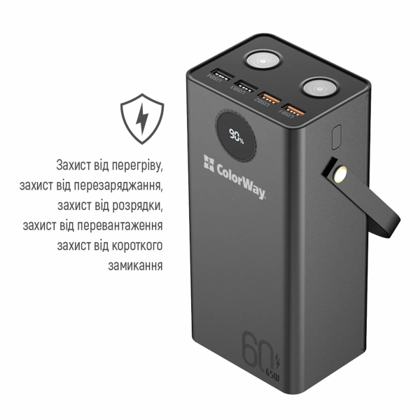 Купити Павербанк УМБ ColorWay 60000mAh 65W (CW-PB600LPA5BK-PDD) - фото 6