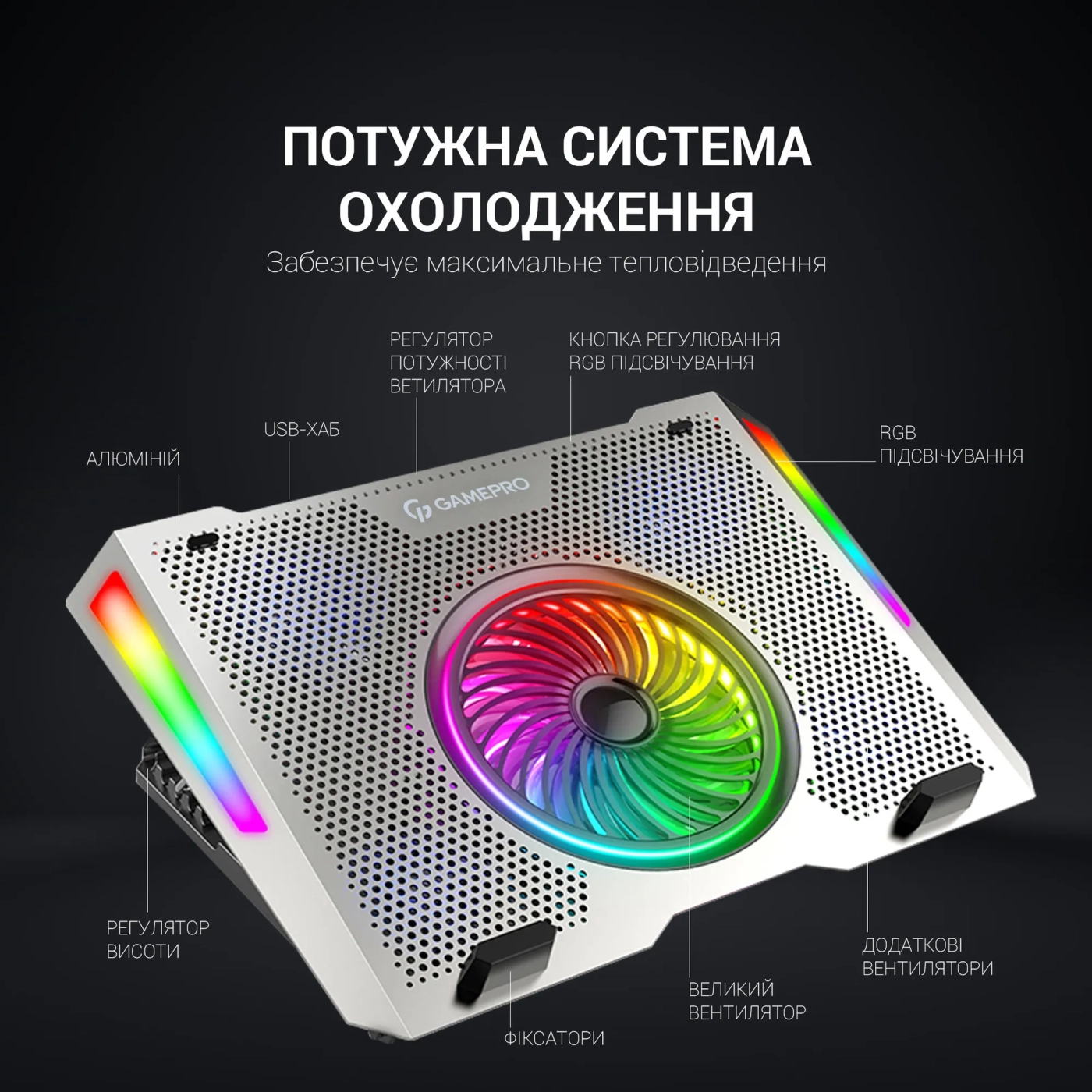 Купить Охлаждающая подставка для ноутбука Gamepro CP1270 - фото 5