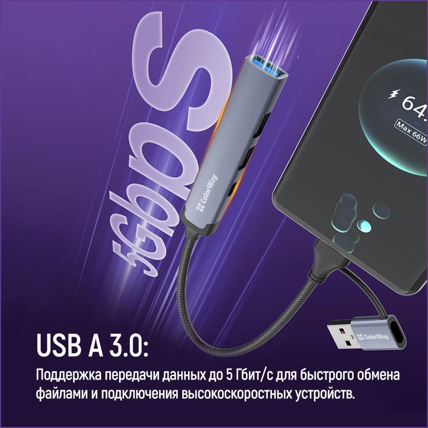 Купити USB-хаб ColorWay CW-HUB06 - фото 9