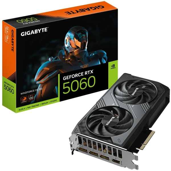Видеокарта Gigabyte GeForce RTX 5060 WindForce OC 8G (GV
