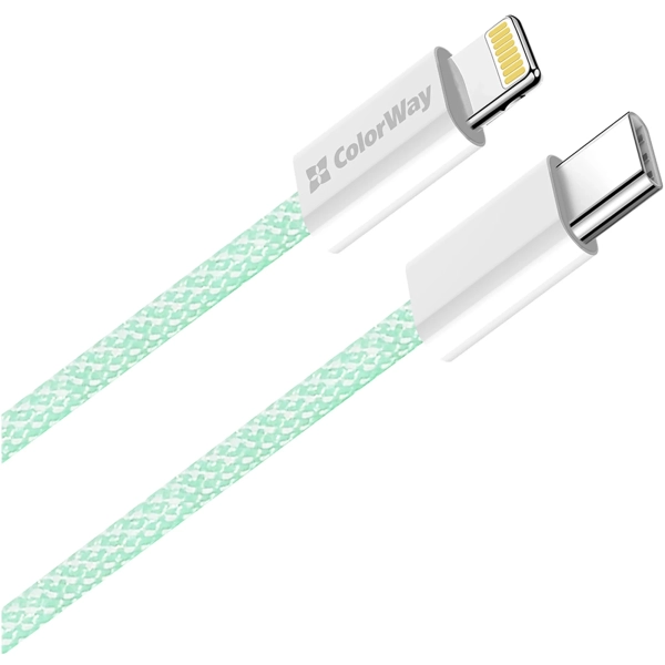 Купить Кабель ColorWay USB-C - Lightning 27W 3A 1m Green (CW-CBPDCL061-G) - фото 6