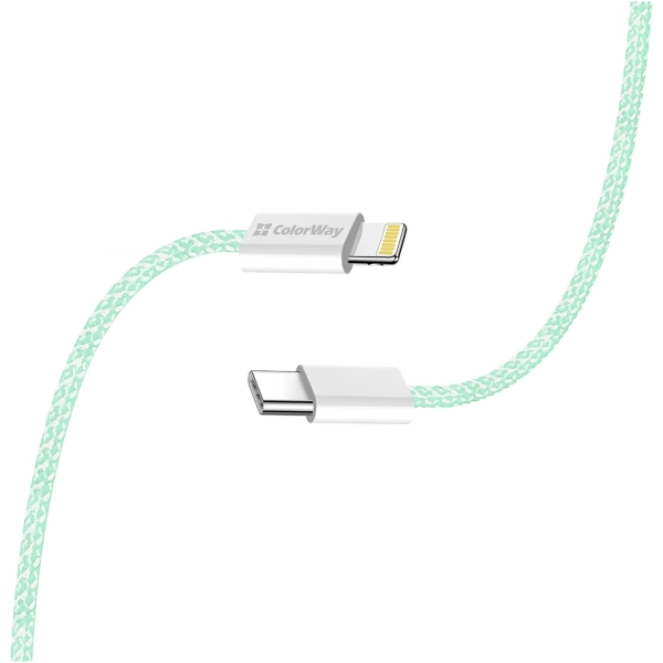 Купить Кабель ColorWay USB-C - Lightning 27W 3A 1m Green (CW-CBPDCL061-G) - фото 7