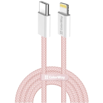 Купить Кабель ColorWay USB-C - Lightning 27W 3A 1m Pink (CW-CBPDCL061-P) - фото 1