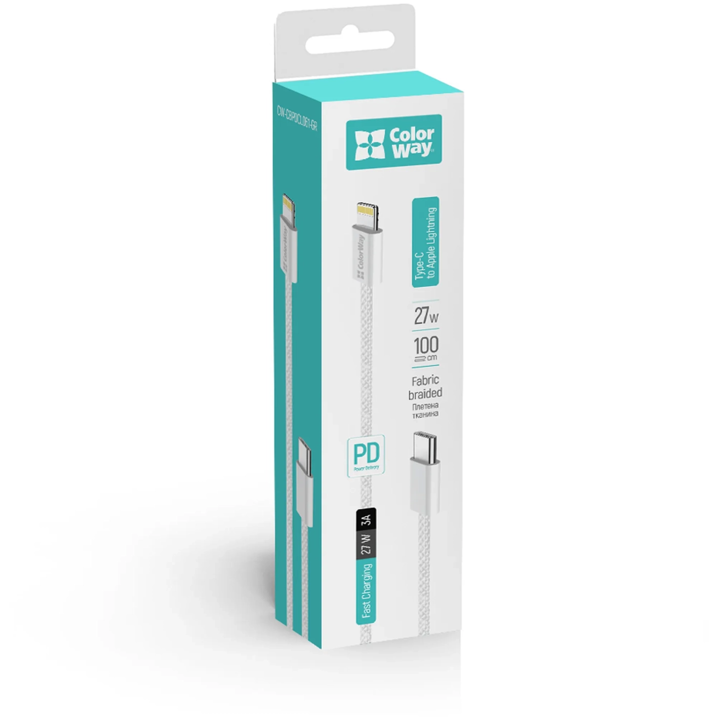 Купить Кабель ColorWay USB-C - Lightning 27W 3A 1m Grey (CW-CBPDCL061-GR) - фото 8