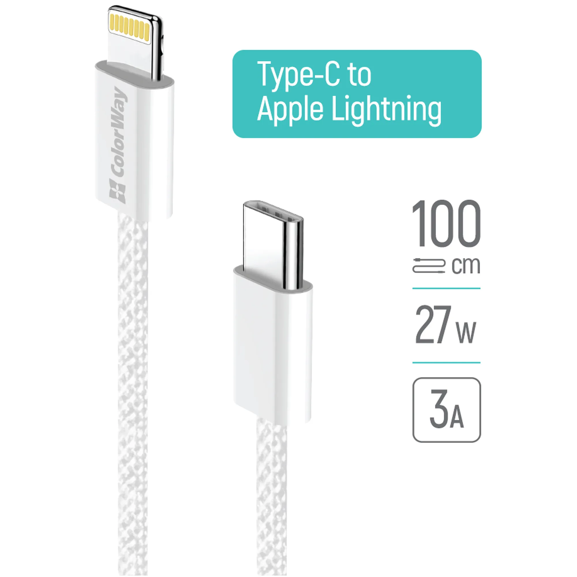 Купить Кабель ColorWay USB-C - Lightning 27W 3A 1m Grey (CW-CBPDCL061-GR) - фото 9