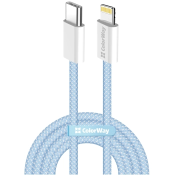 Купить Кабель ColorWay USB-C - Lightning 27W 3A 1m Blue (CW-CBPDCL061-BL) - фото 1