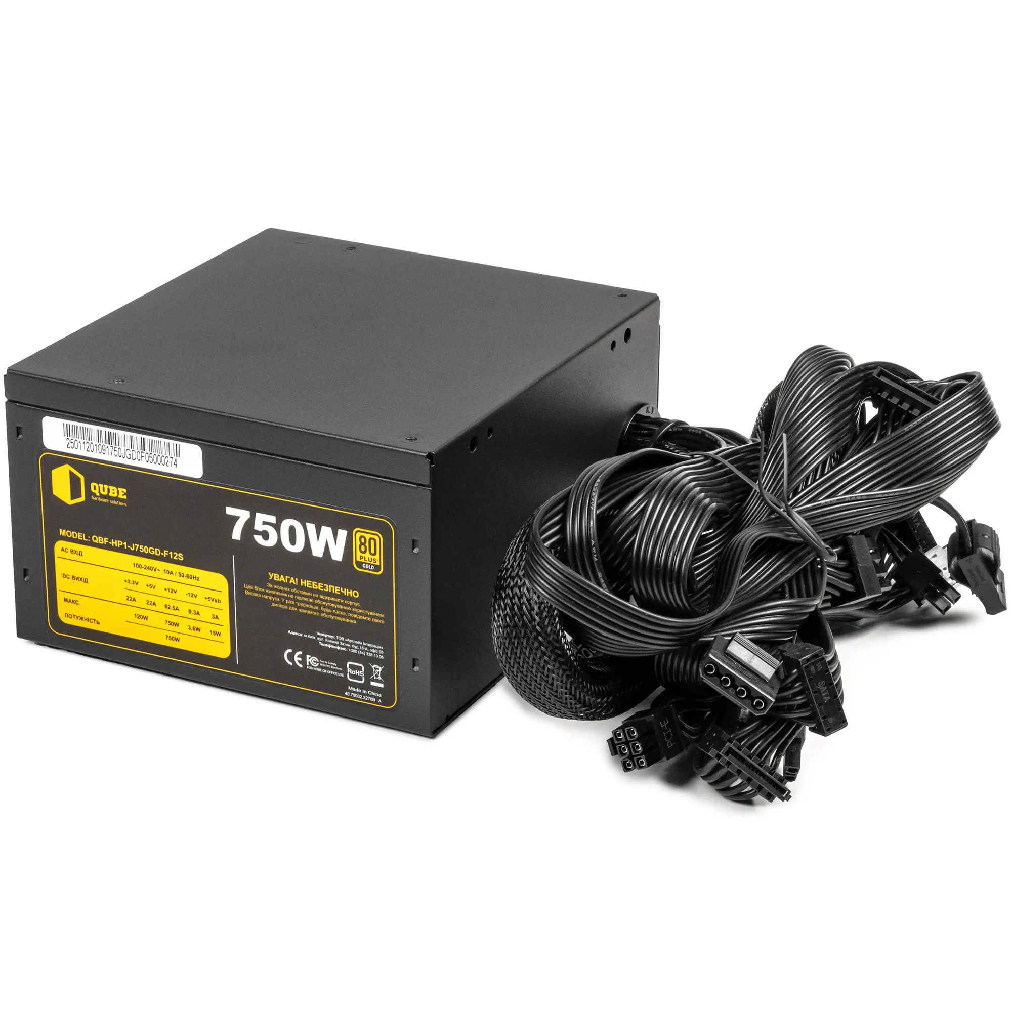 Купити Блок живлення QUBE 750W 80+ Gold (QSF-HP1-J750GD-F12S ) - фото 1