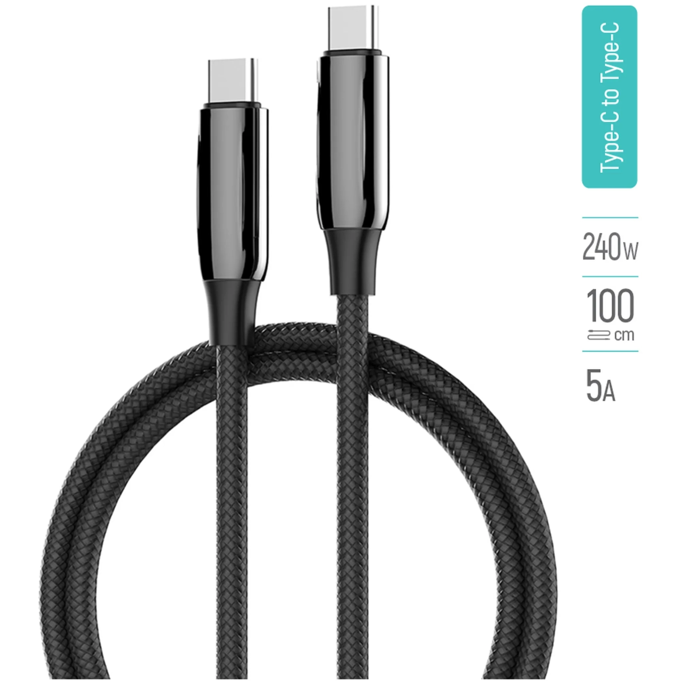 Купить Кабель СolorWay USB-C 240W 5А 1m Black (CW-CBPDCC069-BK) - фото 2