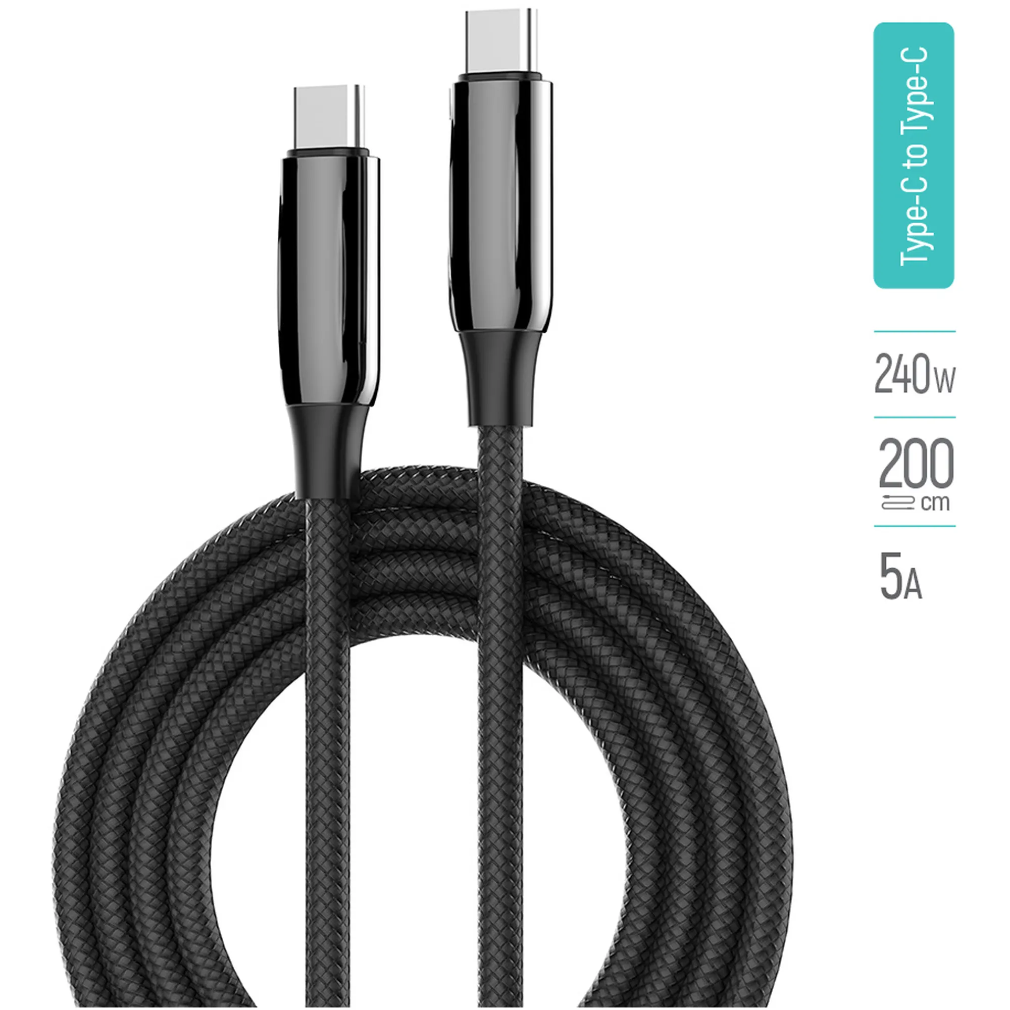 Купити Кабель СolorWay USB-C 240W 5А 2m Black (CW-CBPDCC070-BK) - фото 6