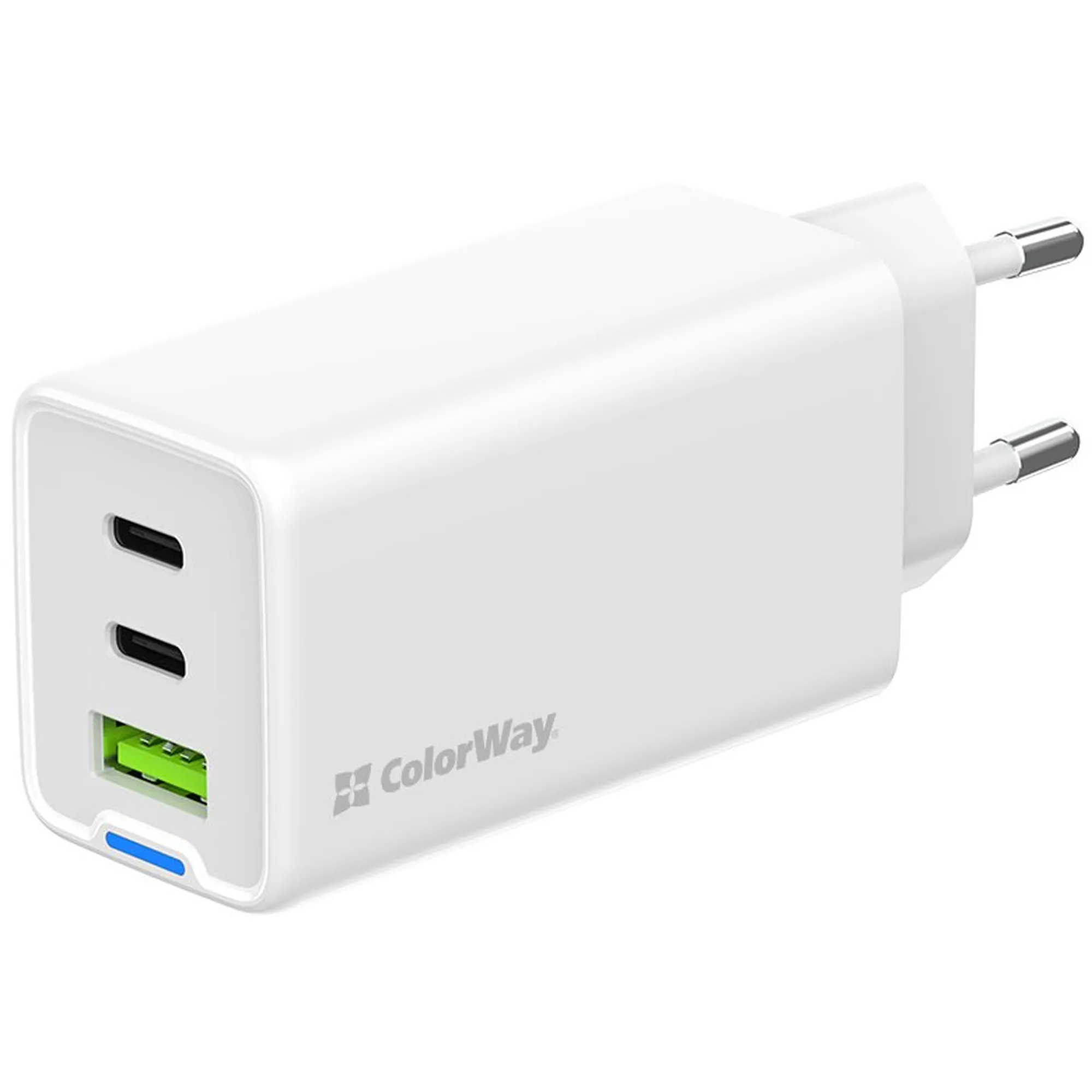 Купить Зарядное устройство СolorWay GaN 65W 5A 2xUSB-C+USB White (CW-CHS058PD-WT) - фото 1