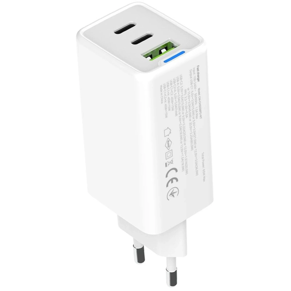 Купить Зарядное устройство СolorWay GaN 65W 5A 2xUSB-C+USB White (CW-CHS058PD-WT) - фото 3