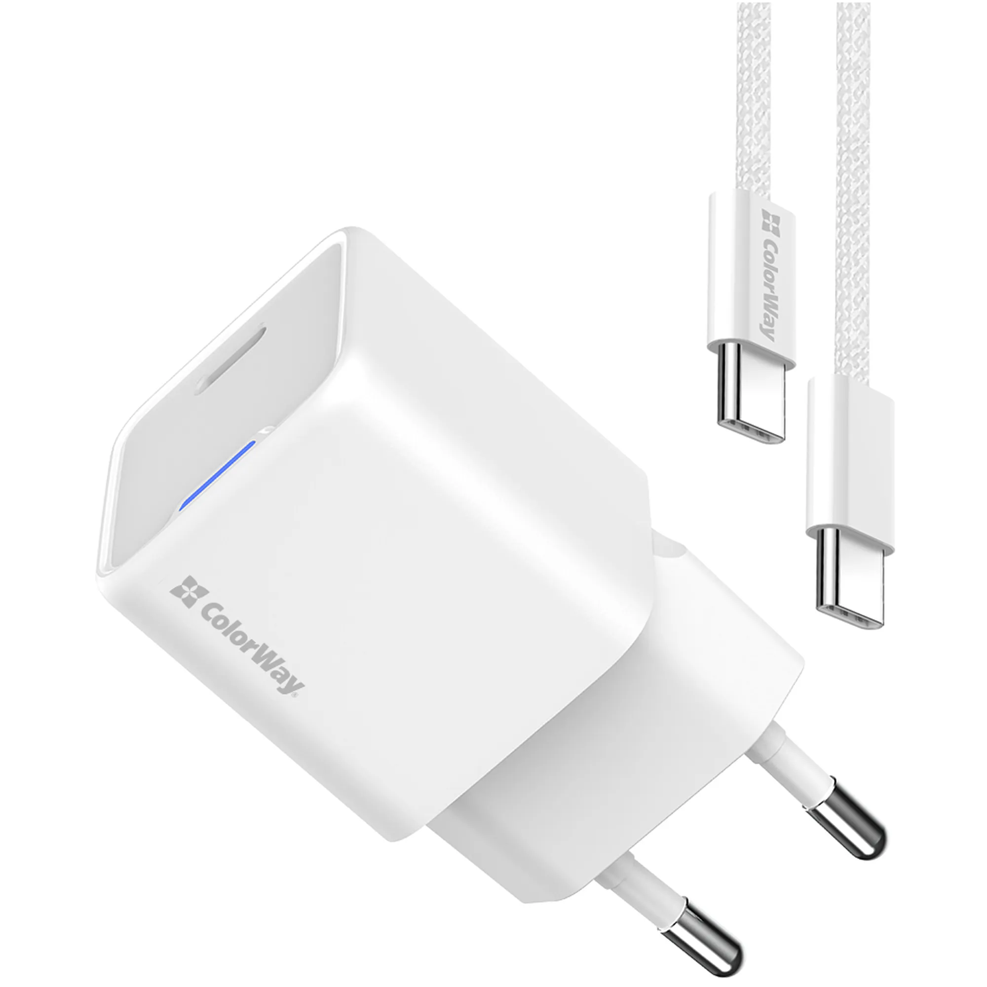 Купить Зарядное устройство СolorWay GaN 30W 3A USB-C White + кабель (CW-CHS054PDC-WT) - фото 2
