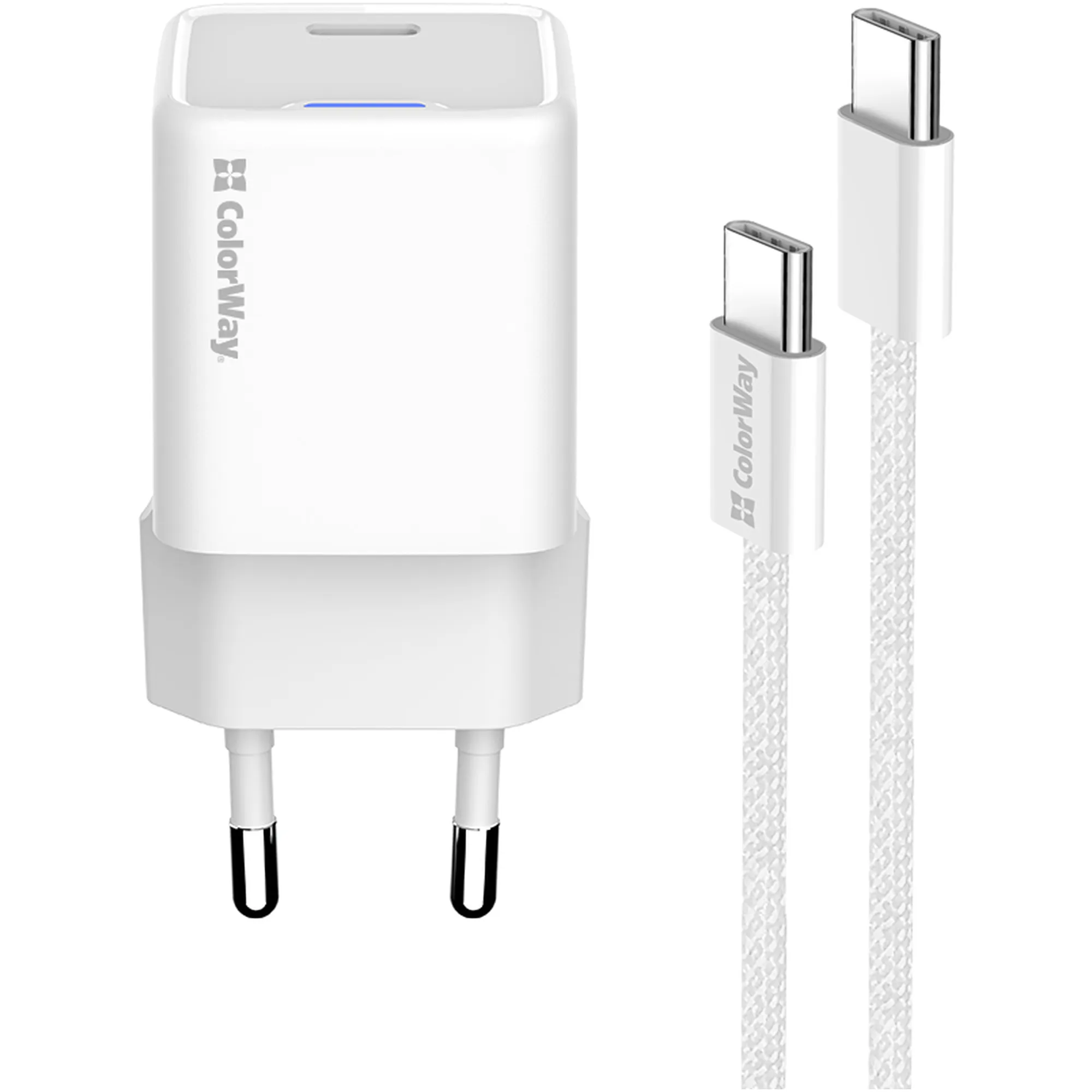 Купить Зарядное устройство СolorWay GaN 30W 3A USB-C White + кабель (CW-CHS054PDC-WT) - фото 4