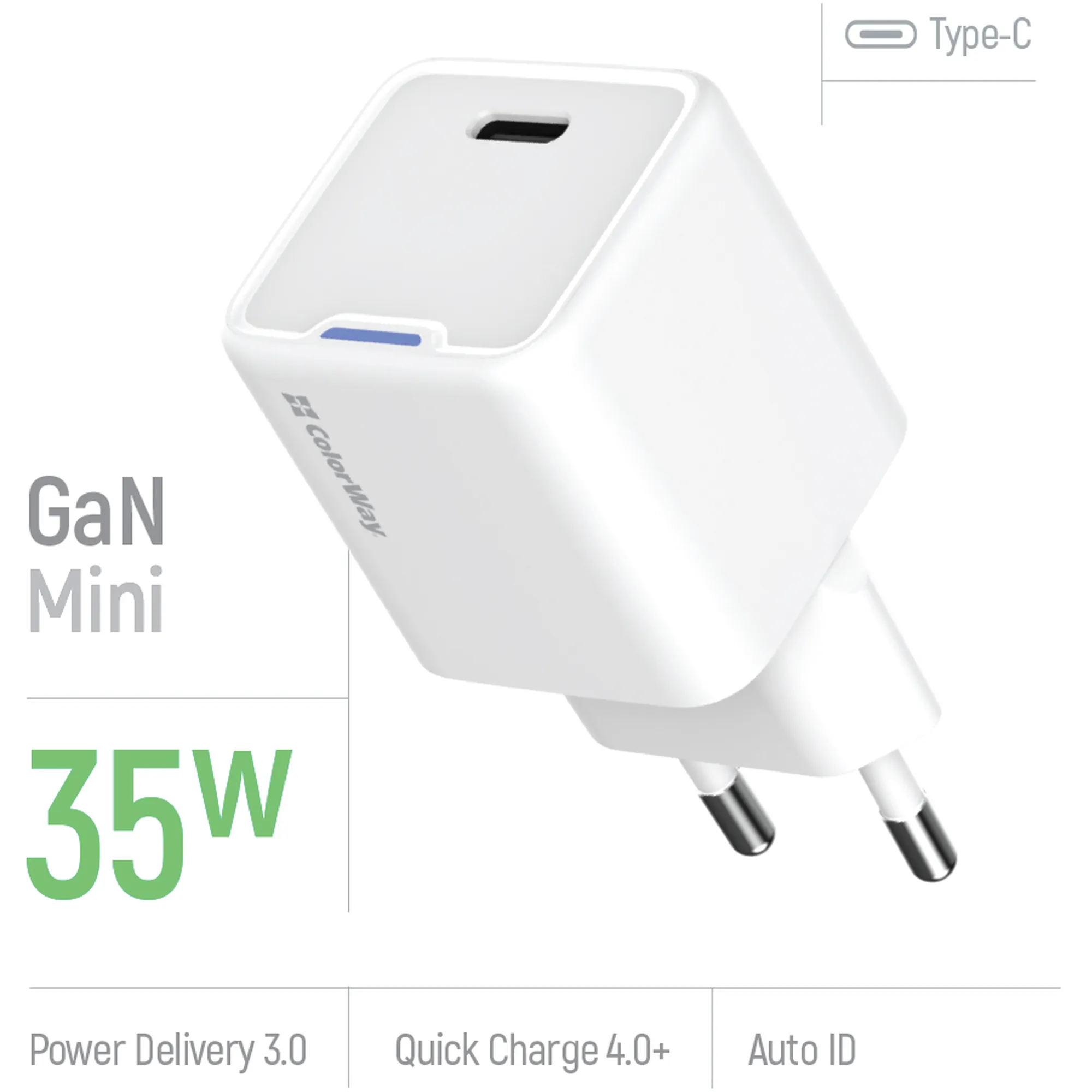 Купити Зарядний пристрій СolorWay GaN 35W 3A USB-C White (CW-CHS056PD-WT) - фото 6