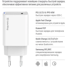 Купити Зарядний пристрій СolorWay GaN 45W 3A USB-C White (CW-CHS057PD-WT) - фото 9