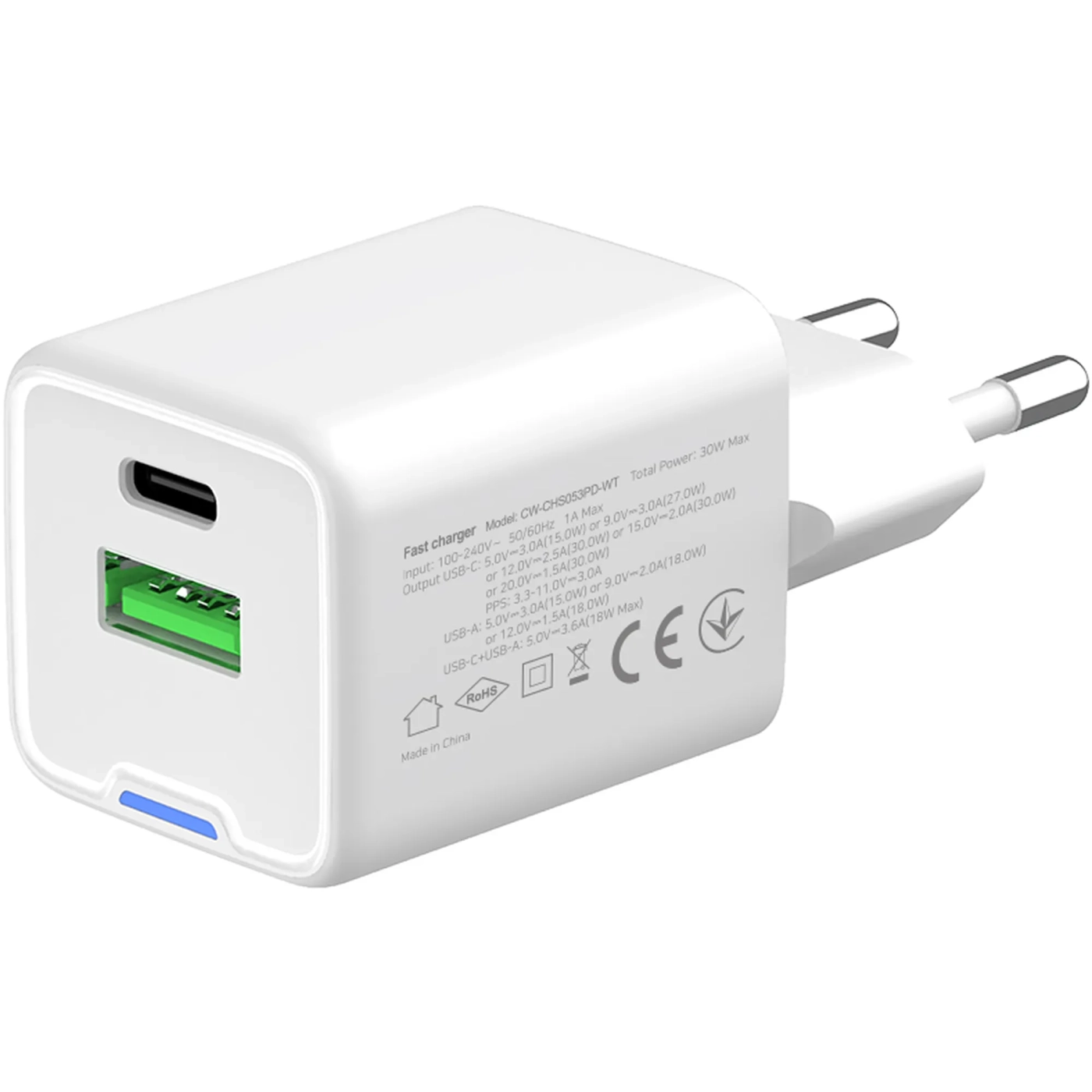 Купити Зарядний пристрій СolorWay GaN 30W 3A USB-C+USB White (CW-CHS053PD-WT) - фото 4