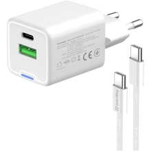 Купити Зарядний пристрій СolorWay GaN 30W 3A USB-C+USB White + кабель (CW-CHS053PDC-WT) - фото 5