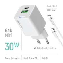 Купити Зарядний пристрій СolorWay GaN 30W 3A USB-C+USB White + кабель (CW-CHS053PDC-WT) - фото 6