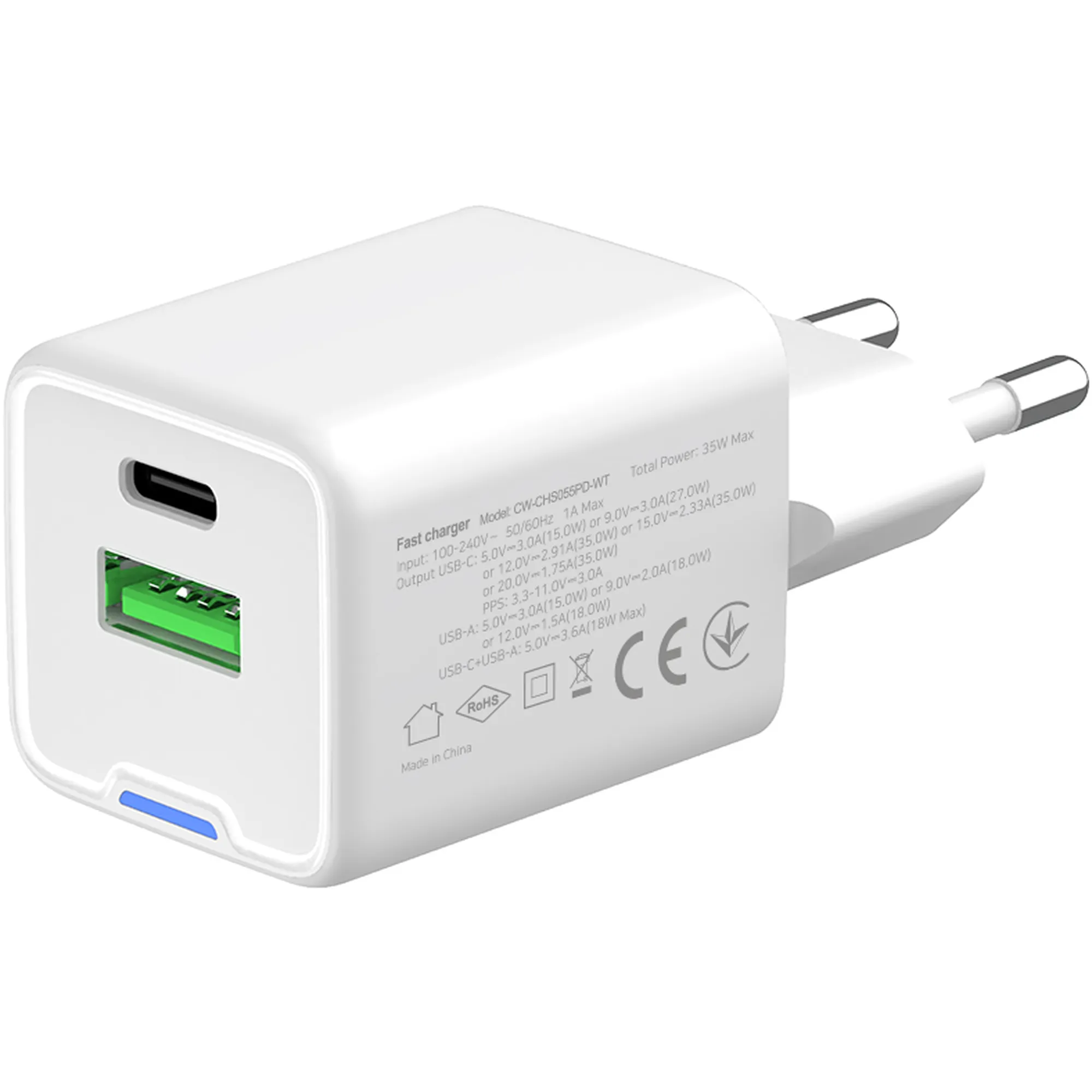 Купить Зарядное устройство СolorWay GaN 35W 3A USB-C+USB White (CW-CHS055PD-WT) - фото 5