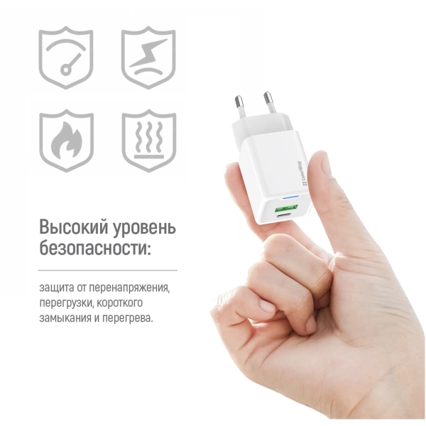 Купить Зарядное устройство СolorWay GaN 35W 3A USB-C+USB White (CW-CHS055PD-WT) - фото 13