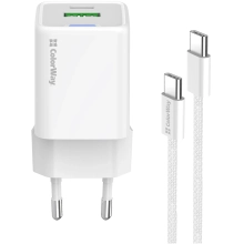 Купити Зарядний пристрій СolorWay GaN 35W 3A USB-C+USB White + кабель (CW-CHS055PDC-WT) - фото 3