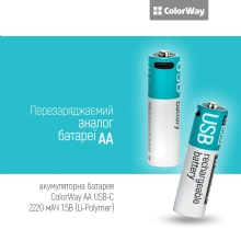 Купить Аккумуляторная батарея ColorWay AA USB-С 2220 mAh 1.5V Li-Pol 2 шт. (CW-UBAA-10) - фото 5