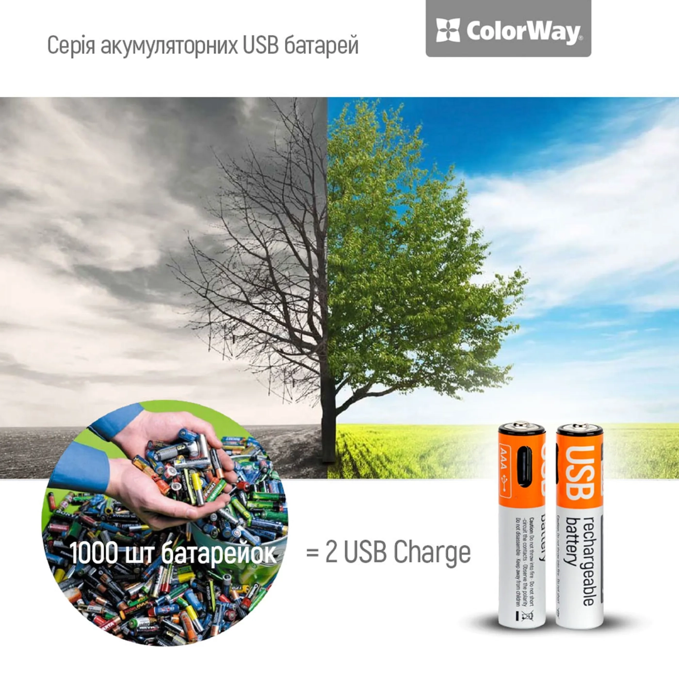 Купить Аккумуляторная батарея ColorWay AAА USB-С 590 mAh 1.5V Li-Pol 2 шт. (CW-UBAAA-09) - фото 11