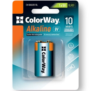 Купить Батарейка ColorWay Alkaline Power 6LR61 1 шт. (CW-BA6LR61-1BL) - фото 1