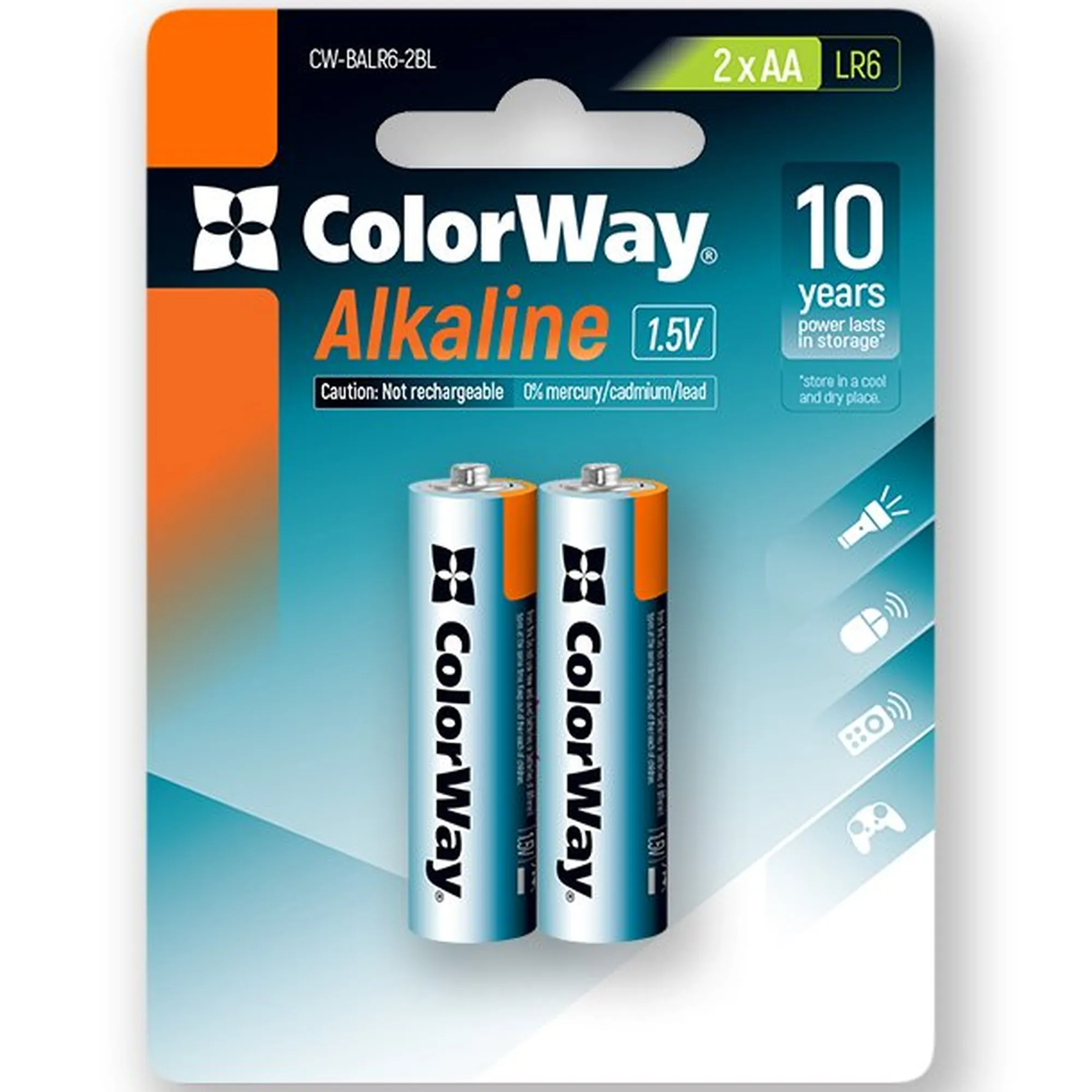 Купить Батарейка ColorWay Alkaline Power AA 2 шт. (CW-BALR06-2BL) - фото 1