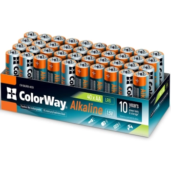 Купить Батарейка ColorWay Alkaline Power AA 40 шт. (CW-BALR06-40CB) - фото 1