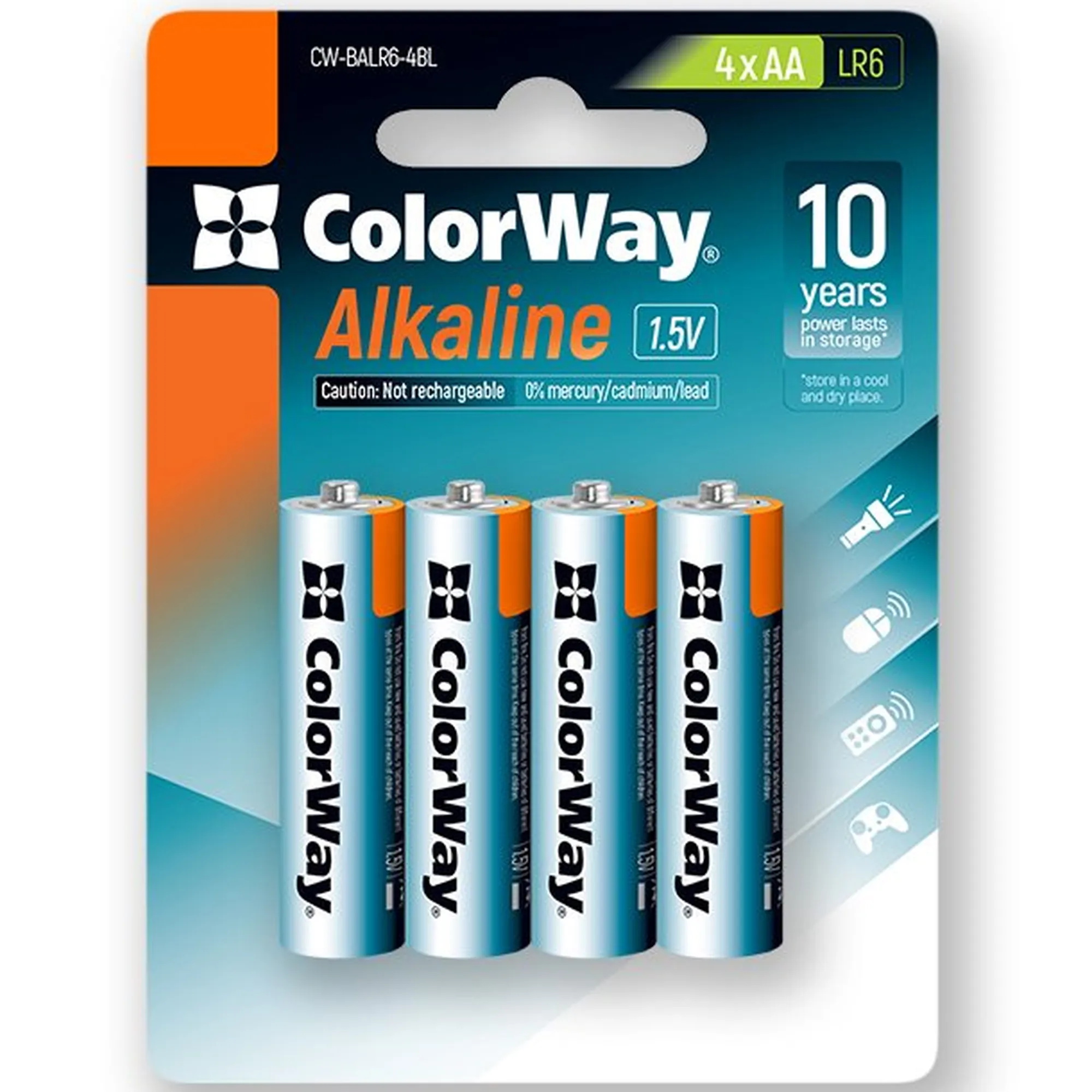 Купить Батарейка ColorWay Alkaline Power AA 4 шт. (CW-BALR06-4BL) - фото 1