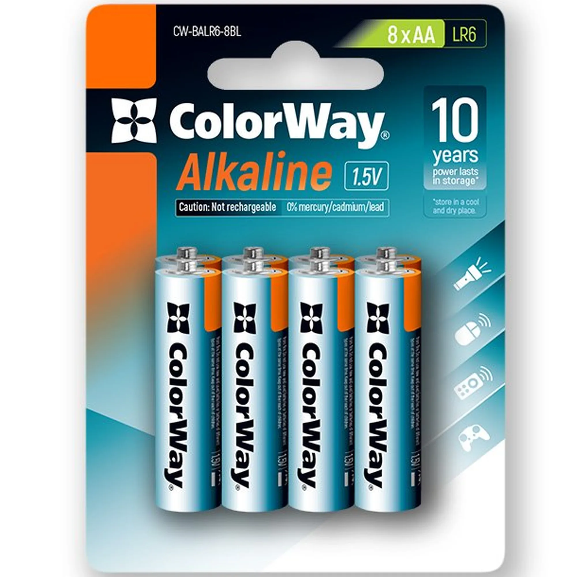 Купить Батарейка ColorWay Alkaline Power AA 8 шт. (CW-BALR06-8BL) - фото 1