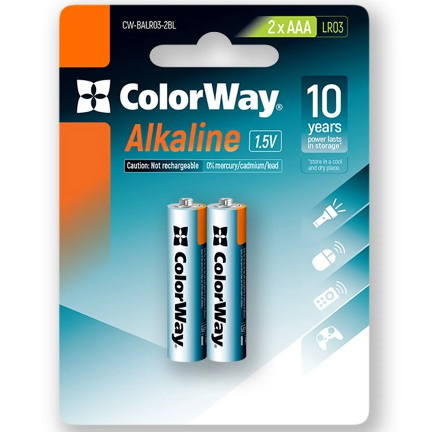 Купить Батарейка ColorWay Alkaline Power AAA 2 шт. (CW-BALR03-2BL) - фото 1