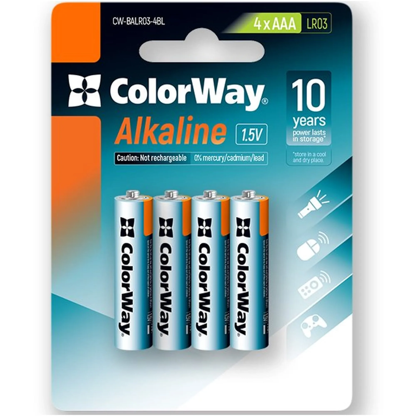Купить Батарейка ColorWay Alkaline Power AAA 4 шт. (CW-BALR03-4BL) - фото 1