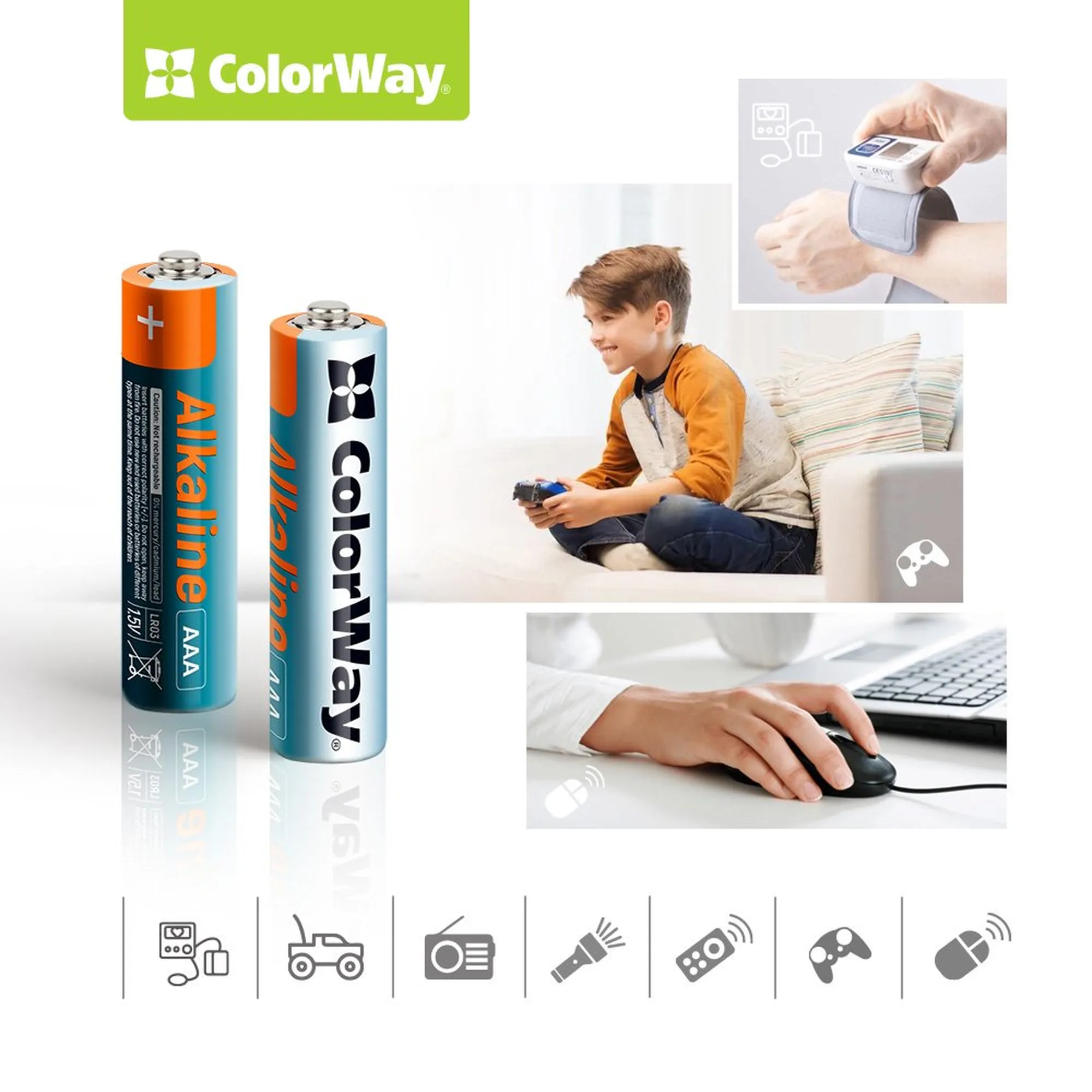 Купить Батарейка ColorWay Alkaline Power AAA 4 шт. (CW-BALR03-4BL) - фото 4